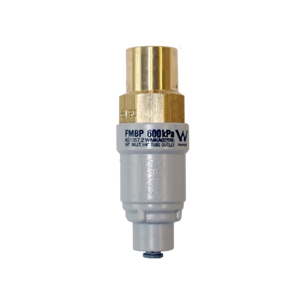 FMBP600, 600kPa 1/2" Inlet - 1/4" Outlet Genuine APEX Filtamate Brass Plastic Pressure Limiting Valve