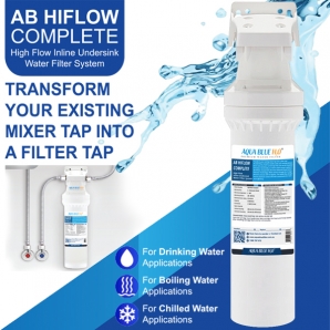 Puremix X6 compatible Aqua Blue H20  ABHIFLOW  Inline High Flow Water Filter System