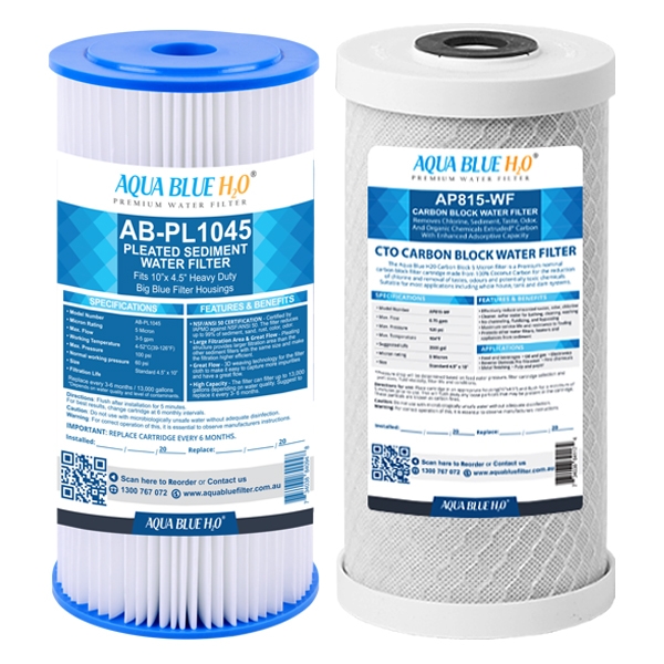 6 10"x4.5" Big Blue Pleated Washable Sediment Water Filter 5 or 10 Micron 