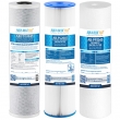 Big Blue 20"x4.5" Whole House Pleated Sediment Polyspun CTO Carbon Block Water Filter 3 Pcs Set