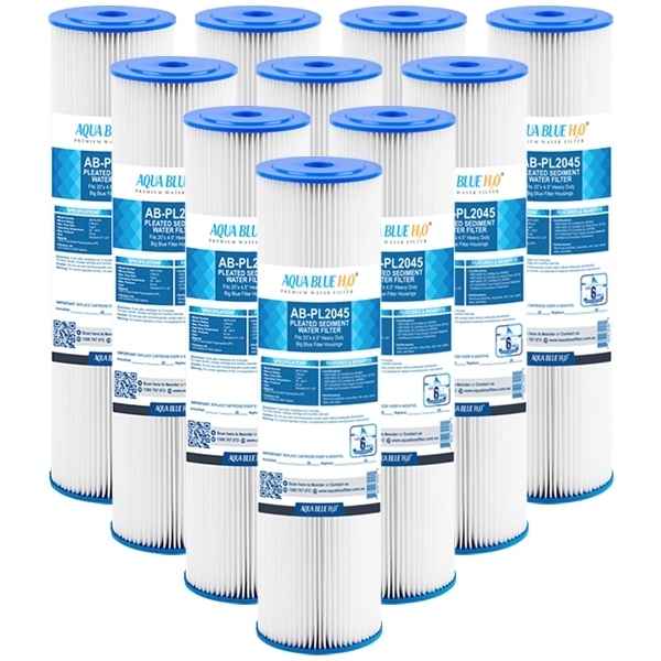 Aquaboon 6-Pack 20x4.5 Inch 1 Micron Pleated Sediment Water Filters (Big Blue)