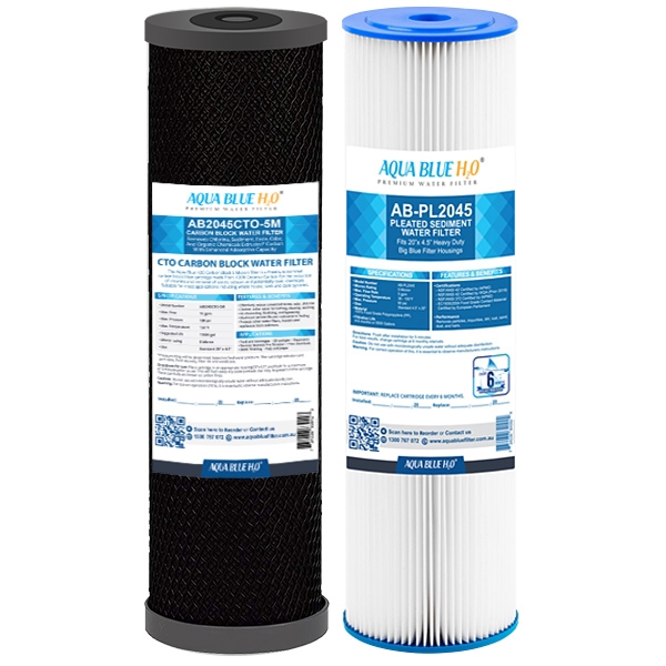Max Water Big Blue 20x4.5 Whole House Sediment & GAC Carbon Water Filter (2-6 Pcs)