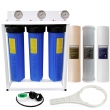 Triple Big Blue 20"x 4.5" Whole House Household Water Filter System includes Filters