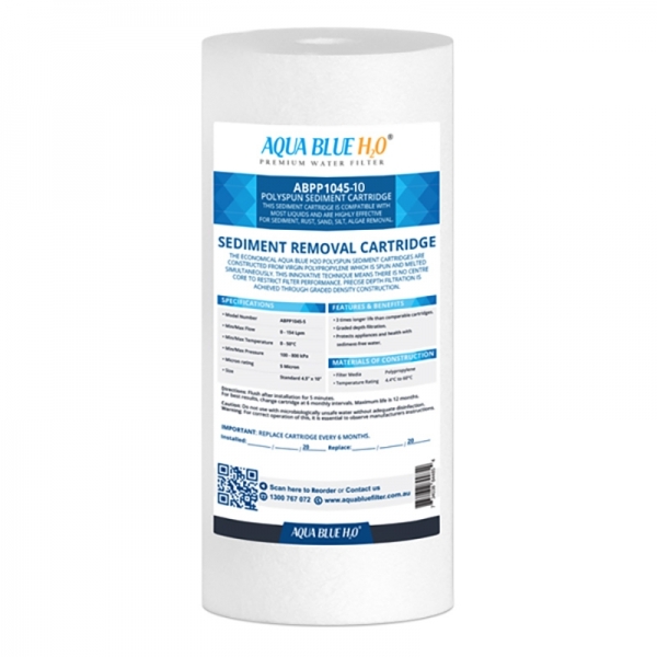 Aqua Blue H20 10x4.5 Polyspun polyproylene sediment cartridge 10Mic water filter