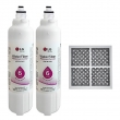 2 Pack of LG ADQ73613401 with Fridge Air Filter LT120F SET