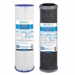 Aqua Blue H20 Twin Caravan filter system cartridge set 1 pleated and 1 carbon block