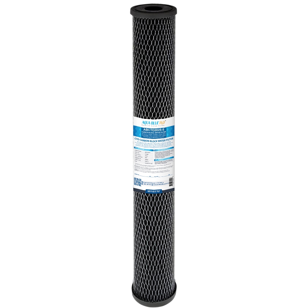 Whole House Water Filter 20 x 2.5 inch ABCTO2025-5 Black Silver