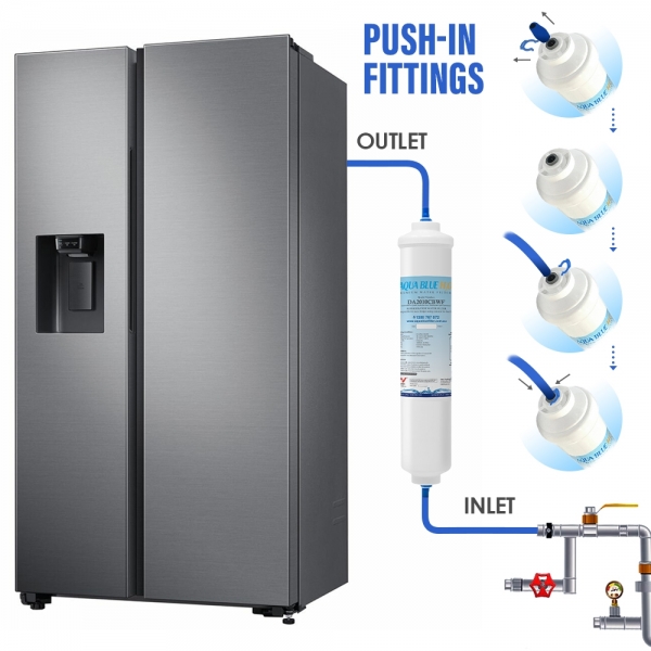 Finerfilters FF-6010PF 4 Filtri Acqua Per Frigorifero Compatibili BL9808/3890JC2990A, Carbone Di Cocco, Push-fit 1/4