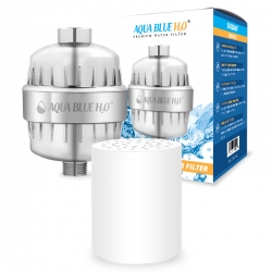 Aqua Blue H2O High Output Luxury 3 Stage Shower Filter KDF and Carbon CALCIUM SULFITE
