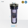 Whole house water filter system with transparent bottle including filter standard fitting