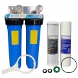 20" Big Blue Twin Housing with Stand 10um Carbon and 5um Sediment Filters with S/S bracket 