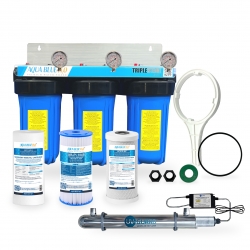 10" x 4.5" Big Blue Triple Whole House Water System with UV Guard UVG SLT30 System