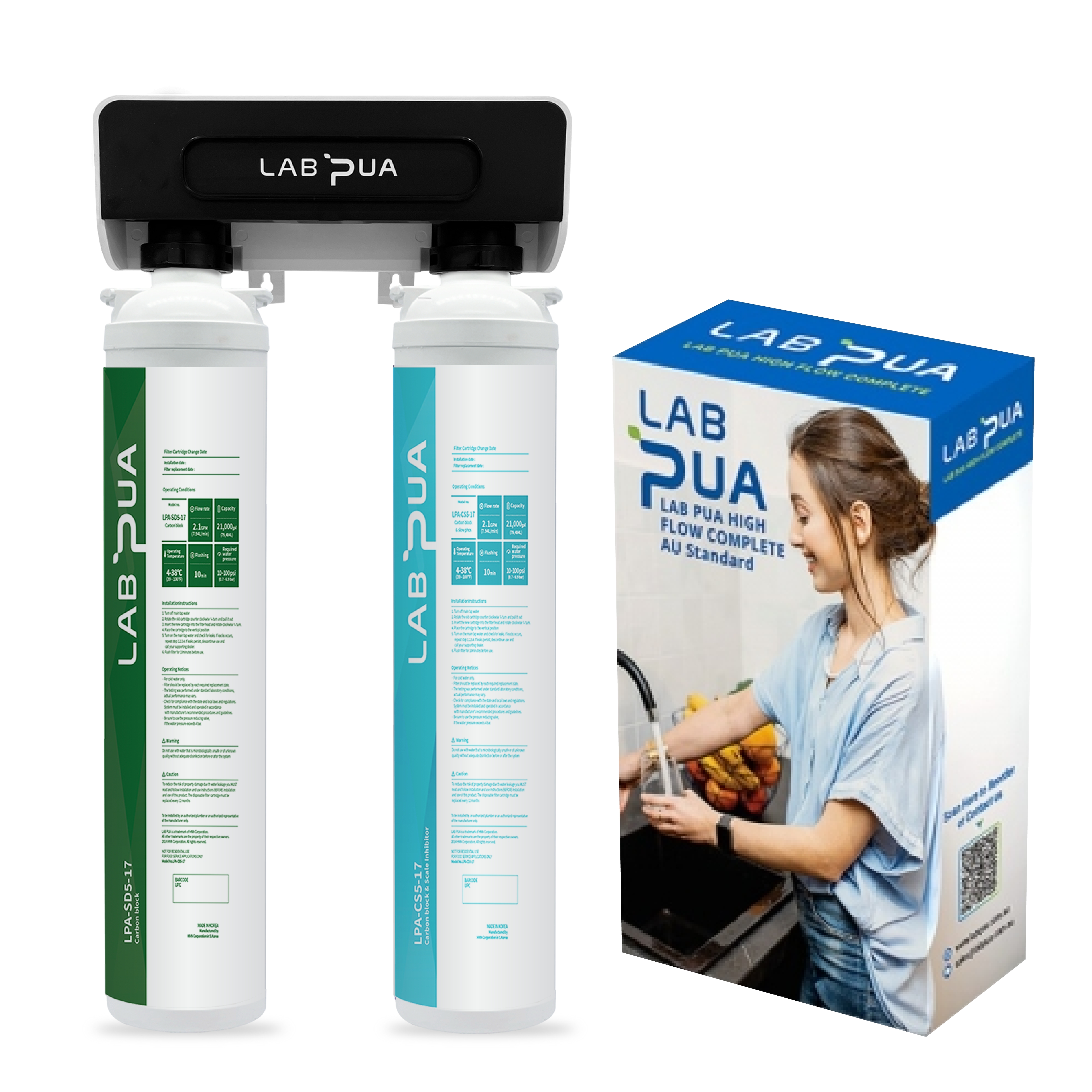 Lab Pua Twin Header series Sediment with Carbon Block with Polyphospate