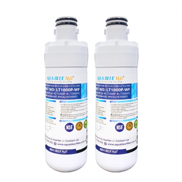 2X Aqua Blue LT1000P Fridge Water Filter, Compatible with LG LT1000P, LT1000PC, MDJ64844601, ADQ74793501