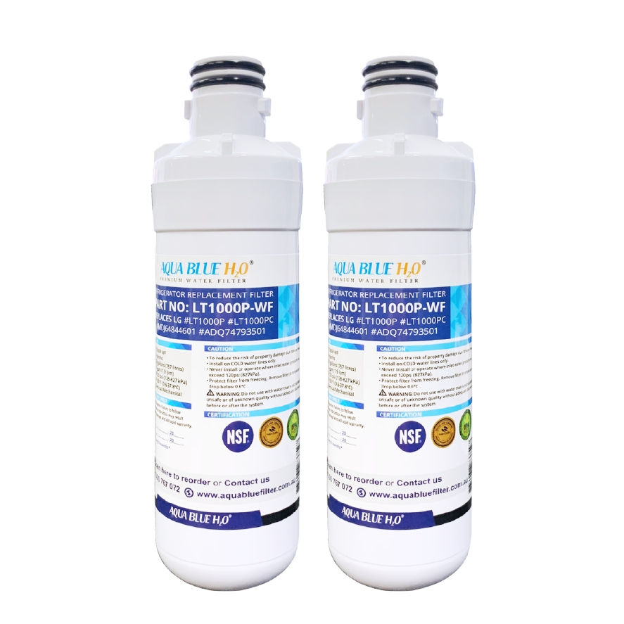 2X Aqua Blue LT1000P Fridge Water Filter, Compatible with LG LT1000P, LT1000PC, MDJ64844601, ADQ74793501