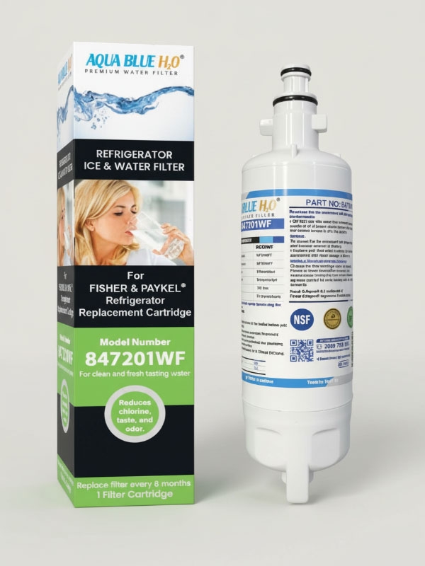 Aqua Blue H2O 847201-WF Fridge Water Filter – Compatible Replacement for Fisher & Paykel 847201 RF523GDUX Refrigerator