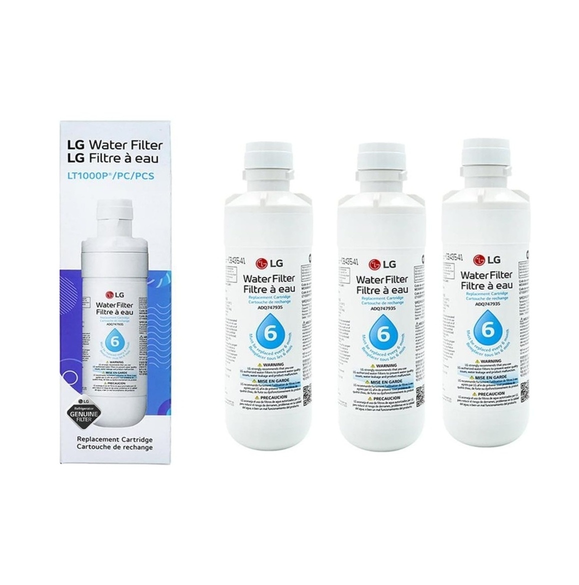 3x LG LT1000P MDJ64844601 ADQ74793501 refrigerator water filter