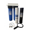 20 Inches Big Blue Twin Water Filter Housing, 10 Micron CTO Carbon Block and 5 Micron Sediment Water Filter, Port Size 1"-3/4"