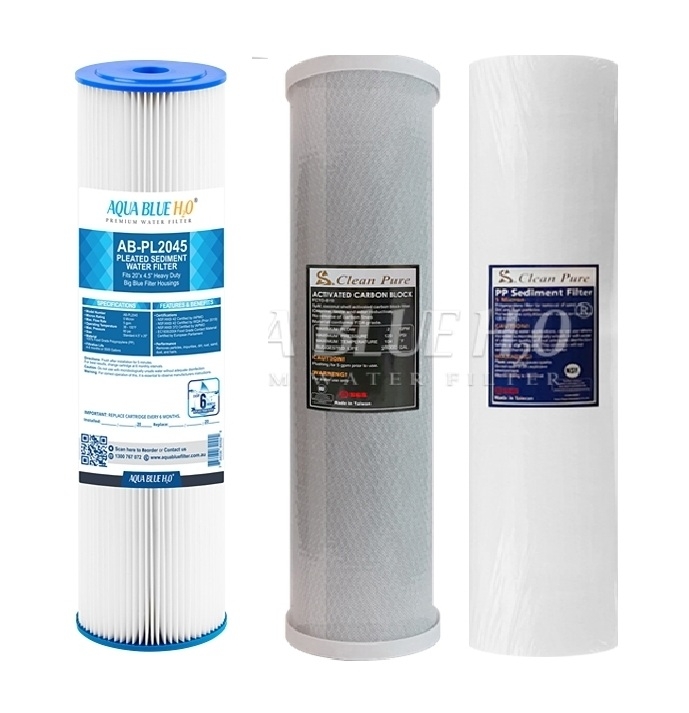 20"X4.5" Replacement Cartridge Pack - Pleated ,PP, Activated Carbon Block, Sediment Filter