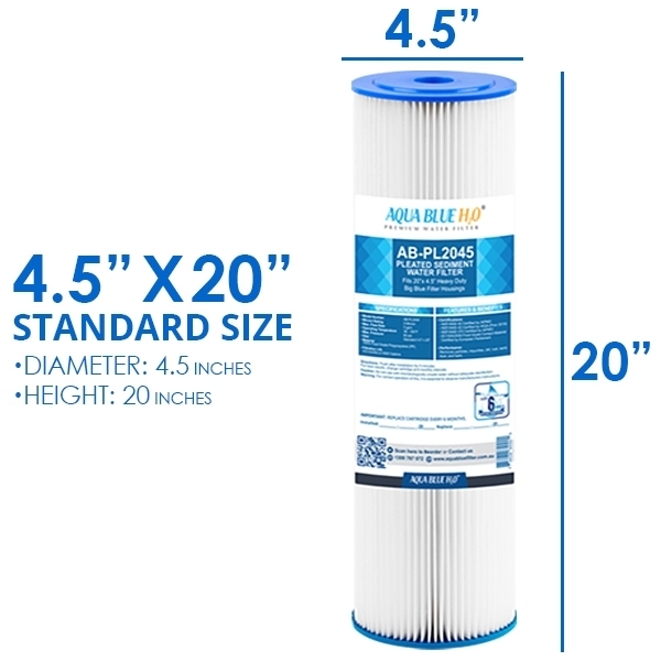 ABPL2045-5MIC Replaces Puretec PP Series PP05LD2_Polyester Pleated Sediment Cartridge, 20 "x 4.5" 5um