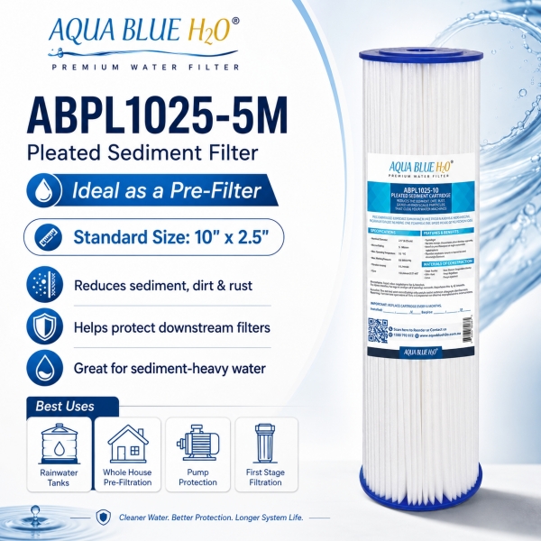 ABPL1025-5M SUIT FOR Puretec PL201 Pleated Sediment Water Filter Cartridge