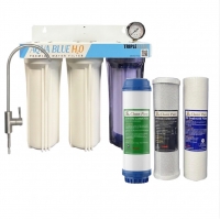 3 Stage Undersink water Kit removes chlorine, absorbs harmful organic chemicals sand, silt, dirt, and rust from feed water